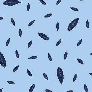 Blue leaves silhouette pattern