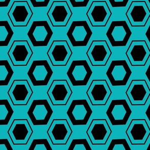 Bold, blue hexagonal pattern