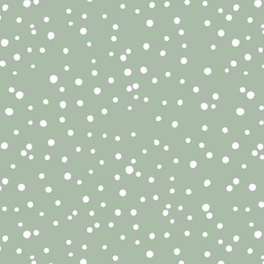 Irregular dots let is snow flakes and spots abstract basic trend minimal print sage green