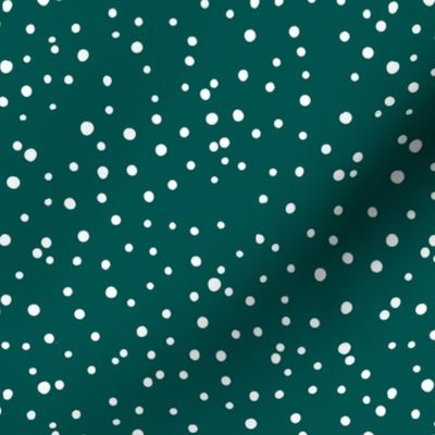 Irregular dots let is snow flakes and spots abstract basic trend minimal print emerald forest green