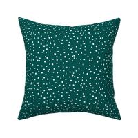 Irregular dots let is snow flakes and spots abstract basic trend minimal print emerald forest green