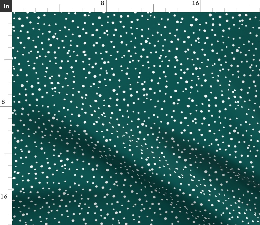 Irregular dots let is snow flakes and spots abstract basic trend minimal print emerald forest green