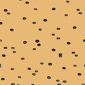 Little bubbles and minimal circles abstract ink irregular spots black honey yellow