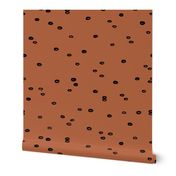 Little bubbles and minimal circles abstract ink irregular spots black copper rust brown