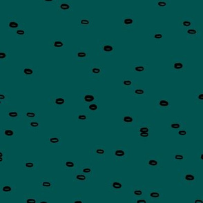 Little bubbles and minimal circles abstract ink irregular spots black emerald green