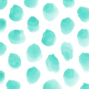 Aqua watercolor spots ★ painted brush stroke dots stains for modern home decor, bedding, nursery
