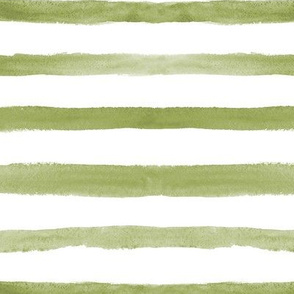 Olive green stripes ★ watercolor painted horizontal stripes for modern home decor, bedding, nursery