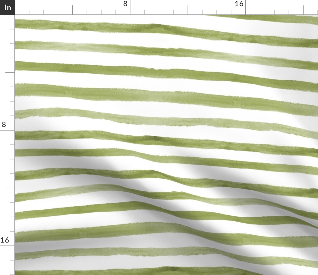 Olive green stripes ★ watercolor painted horizontal stripes for modern home decor, bedding, nursery