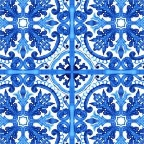 Portuguese azulejos tile. Blue Azulejo Ceramic.