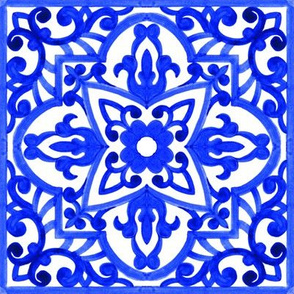 Portuguese azulejos tile. Blue Azulejo Ceramic.