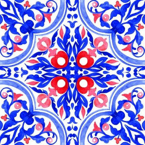 Portuguese azulejos tile. Blue Azulejo Ceramic.