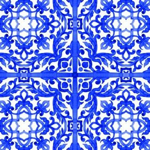 Portuguese azulejos tile. Blue Azulejo Ceramic.