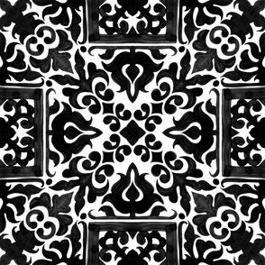 Portuguese azulejos tile. Black Azulejo Ceramic.