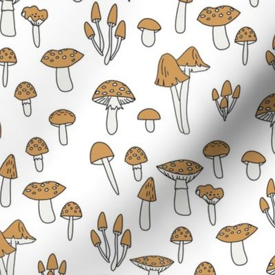 mushroom fabric - fungi fabric, toadstools fabric, waldorf kids fabric, baby montessori fabric - yellow