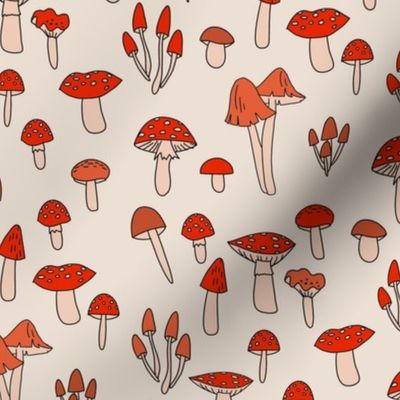 mushroom fabric - fungi fabric, toadstools fabric, waldorf kids fabric, baby montessori fabric - sand