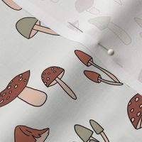 mushroom fabric - fungi fabric, toadstools fabric, waldorf kids fabric, baby montessori fabric -brown and green