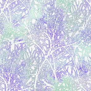 Tangled Tree Branches in Lilac and Green 