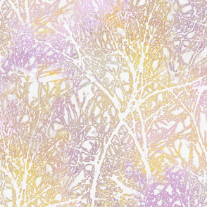 Tangled Tree Branches in Lilac and Peach  