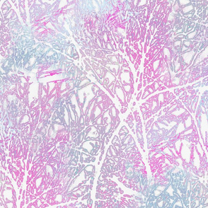 Tangled Tree Branches in Pink and Blue  