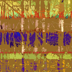 Abstract Forest Trees in Brown and Mustard  