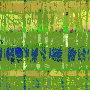 Abstract Forest Trees in Lime, Yellow and Blue 