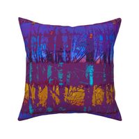 Abstract Forest Trees in Maroon and Navy 