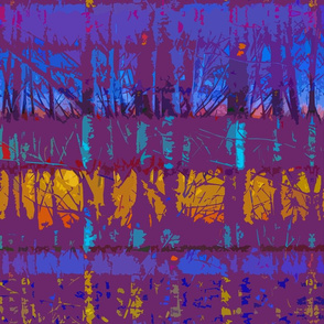 Abstract Forest Trees in Maroon and Navy 