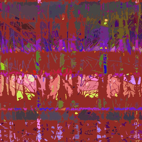 Abstract Forest Trees in Maroon and Scarlet 