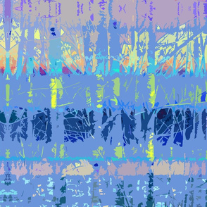 Abstract Forest Trees in Blue and Yellow 