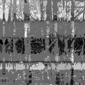 Abstract Forest Trees in Silver and Black  