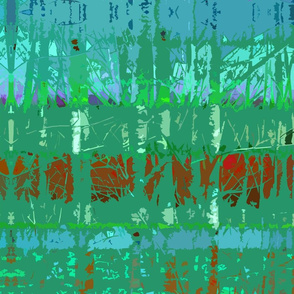 Abstract Forest Trees in Green and Red  