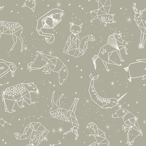 constellations fabric - baby bedding fabric, baby wallpaper, earth toned nursery, gender neutral, muted tones - 2020 colors  -sage