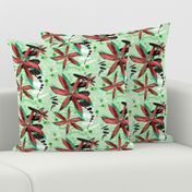 Retro Christmas Holiday Eucalyptus Mint Black Red 3- textureterry