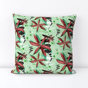 Retro Christmas Holiday Eucalyptus Mint Black Red 3- textureterry