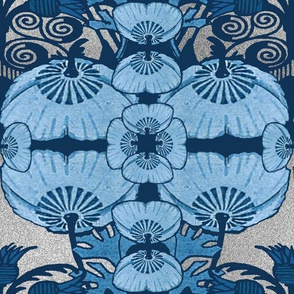 Art Nouveau Cornflower Blue on Silver Design Challenge