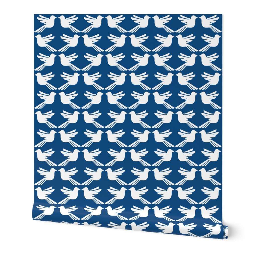 Bird Lattice classic blue and white