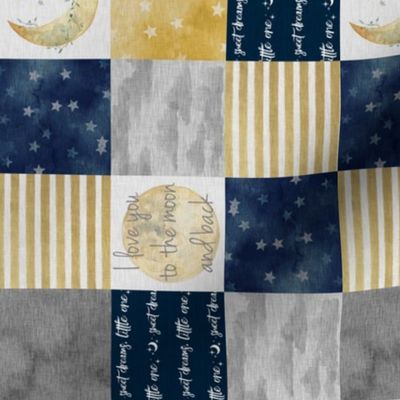 2.25”  I love you to the moon and back - Navy -  quilt