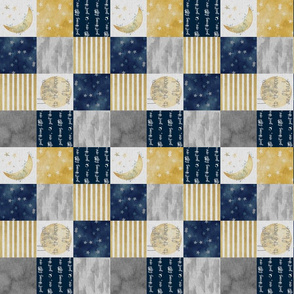 2.25”  I love you to the moon and back - Navy -  quilt