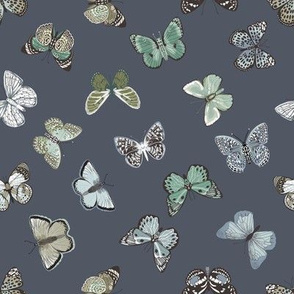 butterflies fabric - baby bedding, baby girl fabric, baby fabric, nursery fabric, butterflies fabric, muted colors fabric, earth toned fabric -  night sfx3919