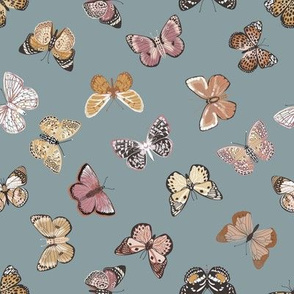 butterflies fabric - baby bedding, baby girl fabric, baby fabric, nursery fabric, butterflies fabric, muted colors fabric, earth toned fabric -  slate sfx4408
