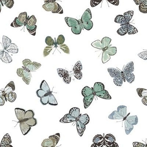 butterflies fabric - baby bedding, baby girl fabric, baby fabric, nursery fabric, butterflies fabric, muted colors fabric, earth toned fabric - 