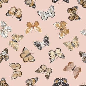 butterflies fabric - baby bedding, baby girl fabric, baby fabric, nursery fabric, butterflies fabric, muted colors fabric, earth toned fabric -  blush sfx1404