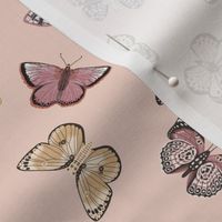 butterflies fabric - baby bedding, baby girl fabric, baby fabric, nursery fabric, butterflies fabric, muted colors fabric, earth toned fabric -  blush sfx1404