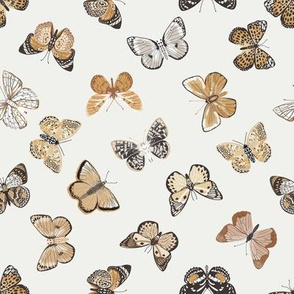 butterflies fabric - baby bedding, baby girl fabric, baby fabric, nursery fabric, butterflies fabric, muted colors fabric, earth toned fabric -  off white