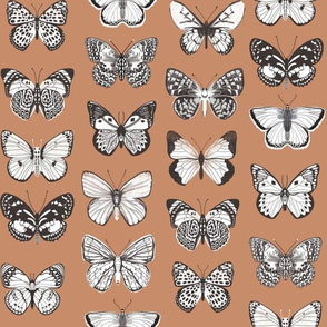 butterflies fabric - baby bedding, baby girl fabric, baby fabric, nursery fabric, butterflies fabric, muted colors fabric, earth toned fabric -  sandstone sfx1328