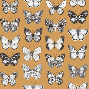 butterflies fabric - baby bedding, baby girl fabric, baby fabric, nursery fabric, butterflies fabric, muted colors fabric, earth toned fabric - coffee wheat sfx1111, sfx1225