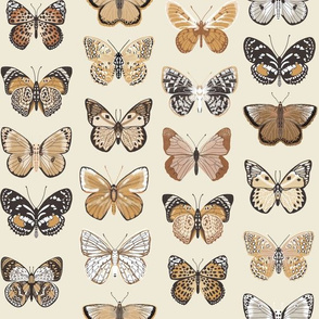 butterflies fabric - baby bedding, baby girl fabric, baby fabric, nursery fabric, butterflies fabric, muted colors fabric, earth toned fabric - yellow butterflies, autumn butterflies