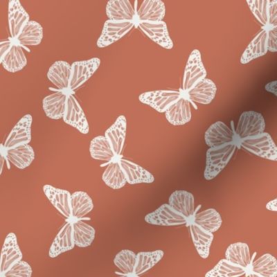 butterfly fabric - girl butterfly fabric, rust baby fabric, earth toned fabric - apricot sfx1436