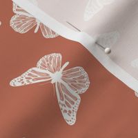 butterfly fabric - girl butterfly fabric, rust baby fabric, earth toned fabric - apricot sfx1436