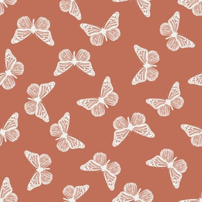 butterfly fabric - girl butterfly fabric, rust baby fabric, earth toned fabric - apricot sfx1436